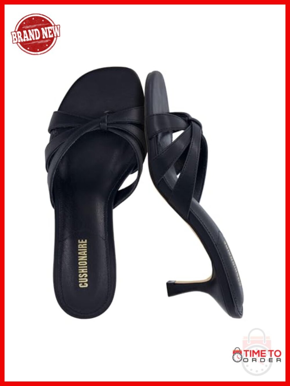 CUSHIONAIRE Malta Strappy Kitten Heel Sandals Faux Leather Dressy Comfort